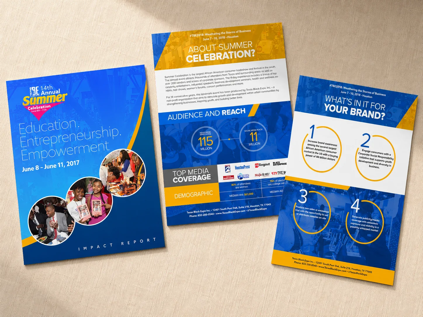 Texas Black Expo — impact report and sponsorship materials mockup