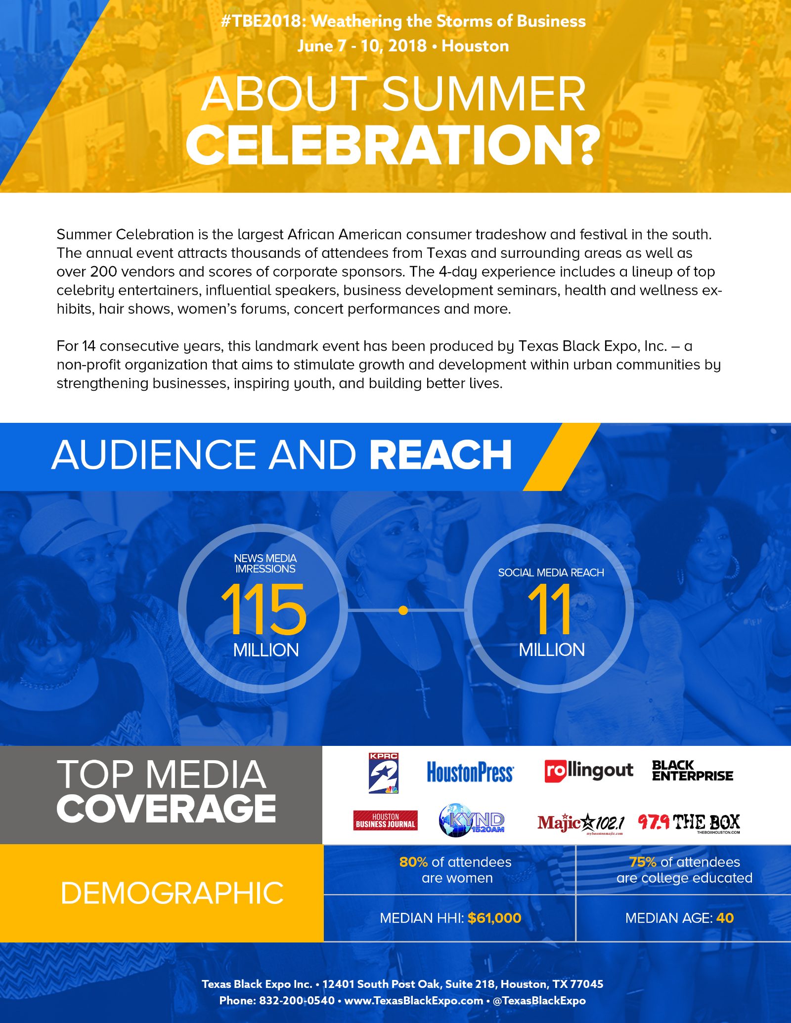 TBE sponsorship package — audience and reach