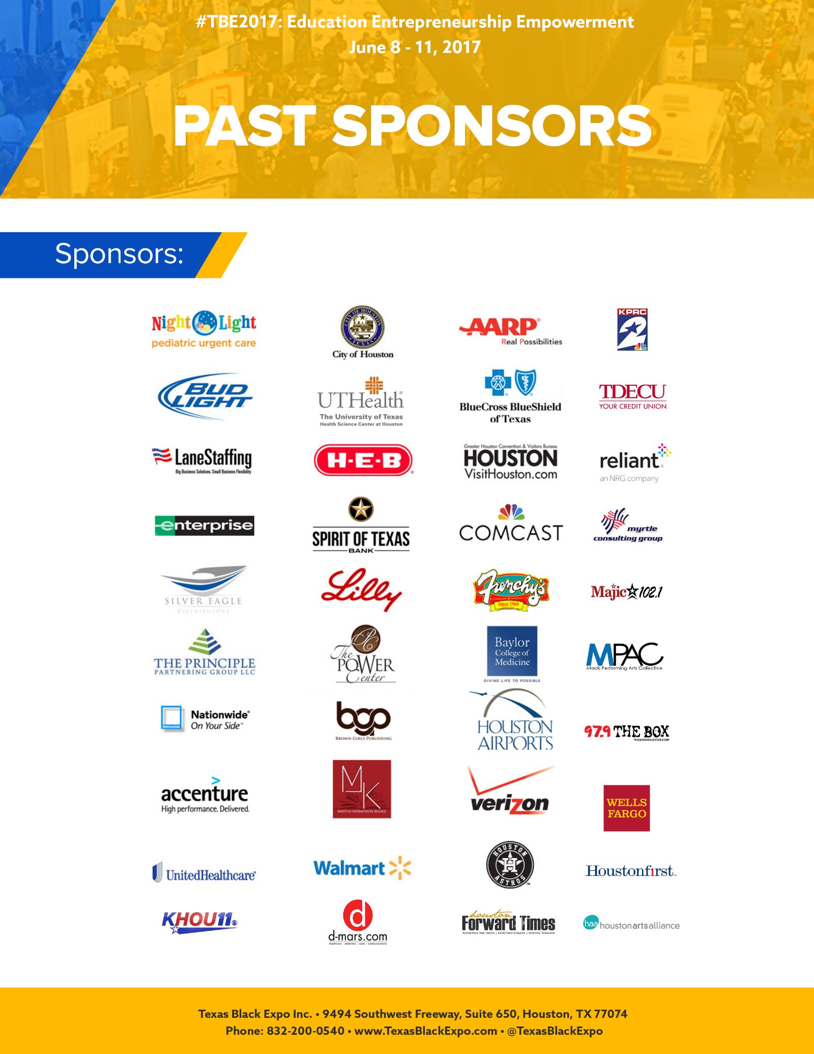 TBE sponsorship package — past sponsors page