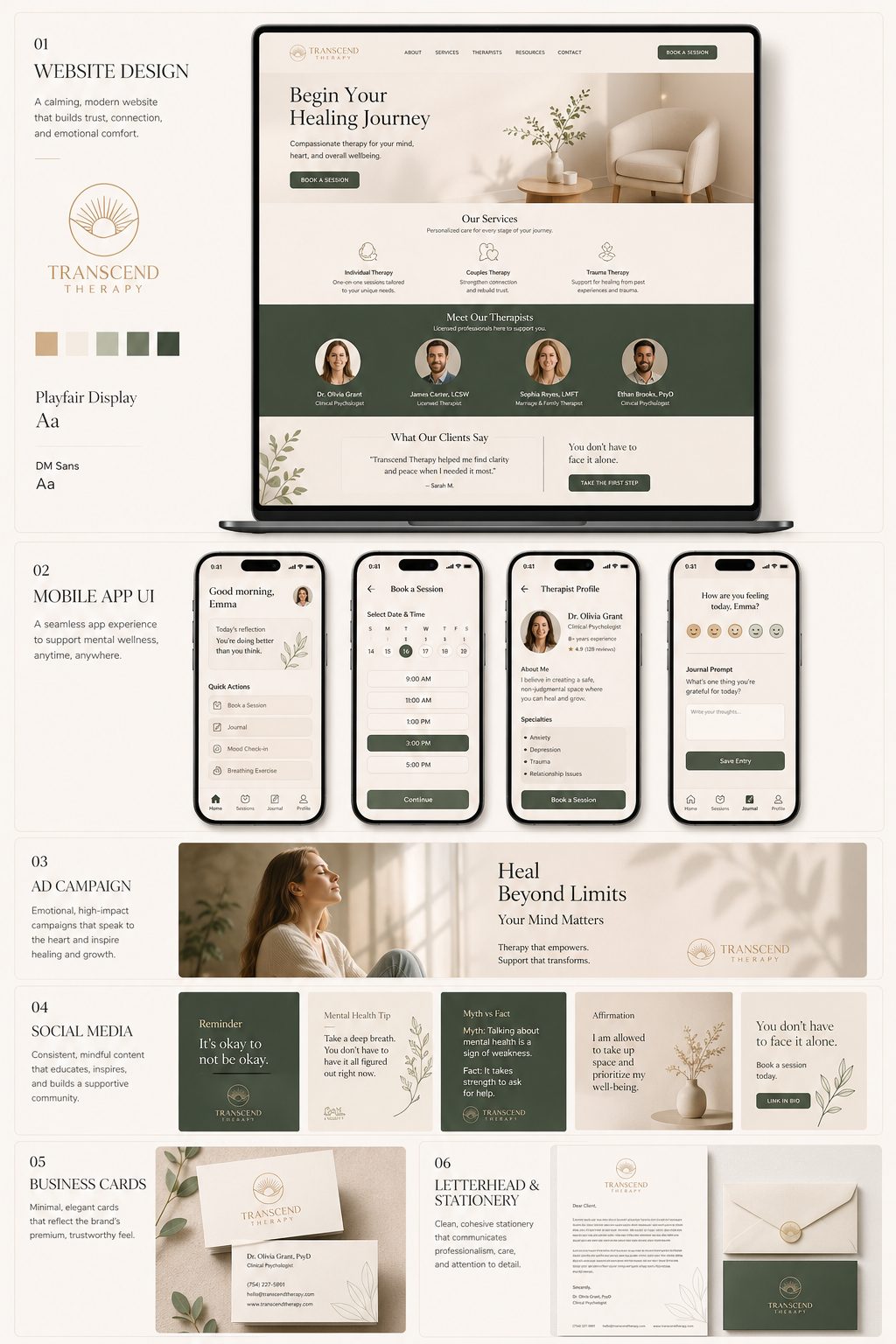 Transcend Therapy full brand system board